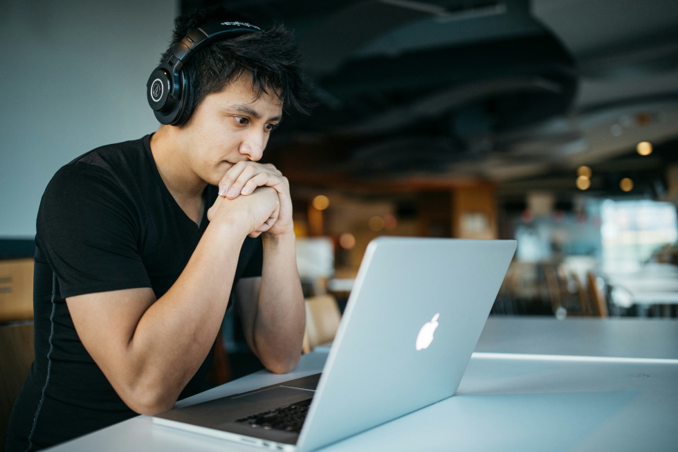 man wearing headphones