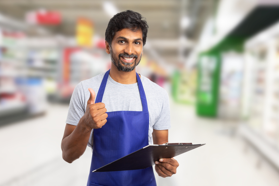 man holding clipboard